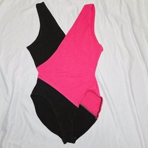 Vintage JACQUES MORET Leotard High-Leg Art Spandex DANCE Bodysuit Sz Medium